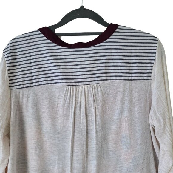 Tiny Anthropologie Sima Aztec Print Long Sleeve Top Mixed Media Tab Sleeves Med - Picture 8 of 12